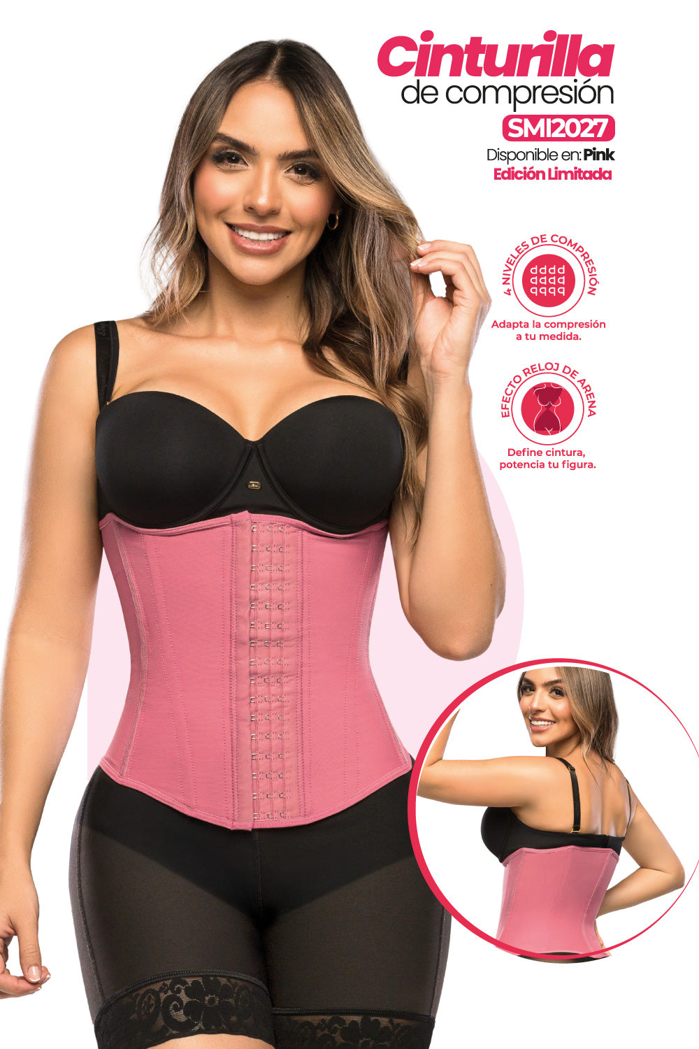 Cinturilla SMI2027 Compresión ajustable en 4 niveles y efecto moldeador