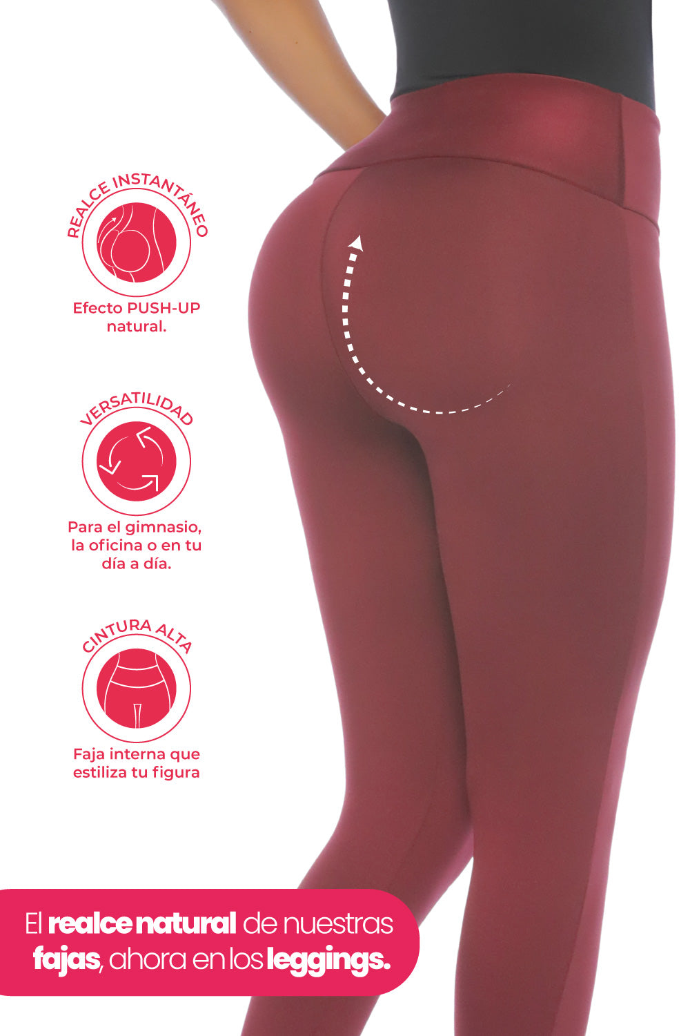 Leggings SMI0079 WINE Tus favoritos renovados con faja interna y ajuste perfecto