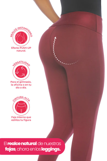 Leggings SMI0079 WINE Tus favoritos renovados con faja interna y ajuste perfecto